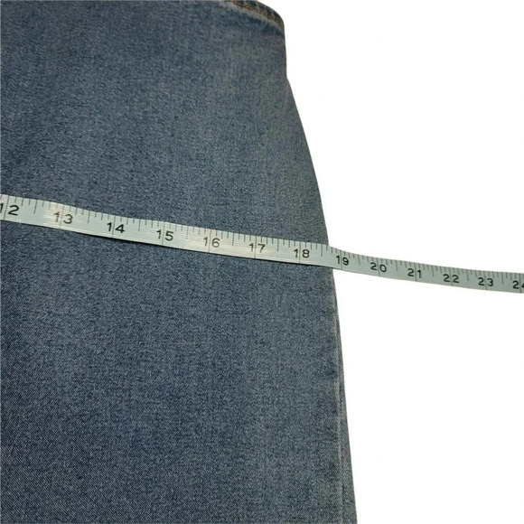 Denim &Co Skirt Maxi M Womens Embroidered Roses Blue Jean Long Pockets slit back - Picture 9 of 11